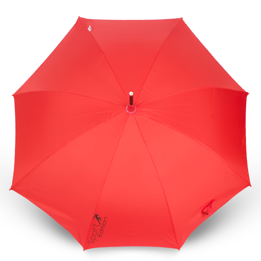 Red color umbrellas